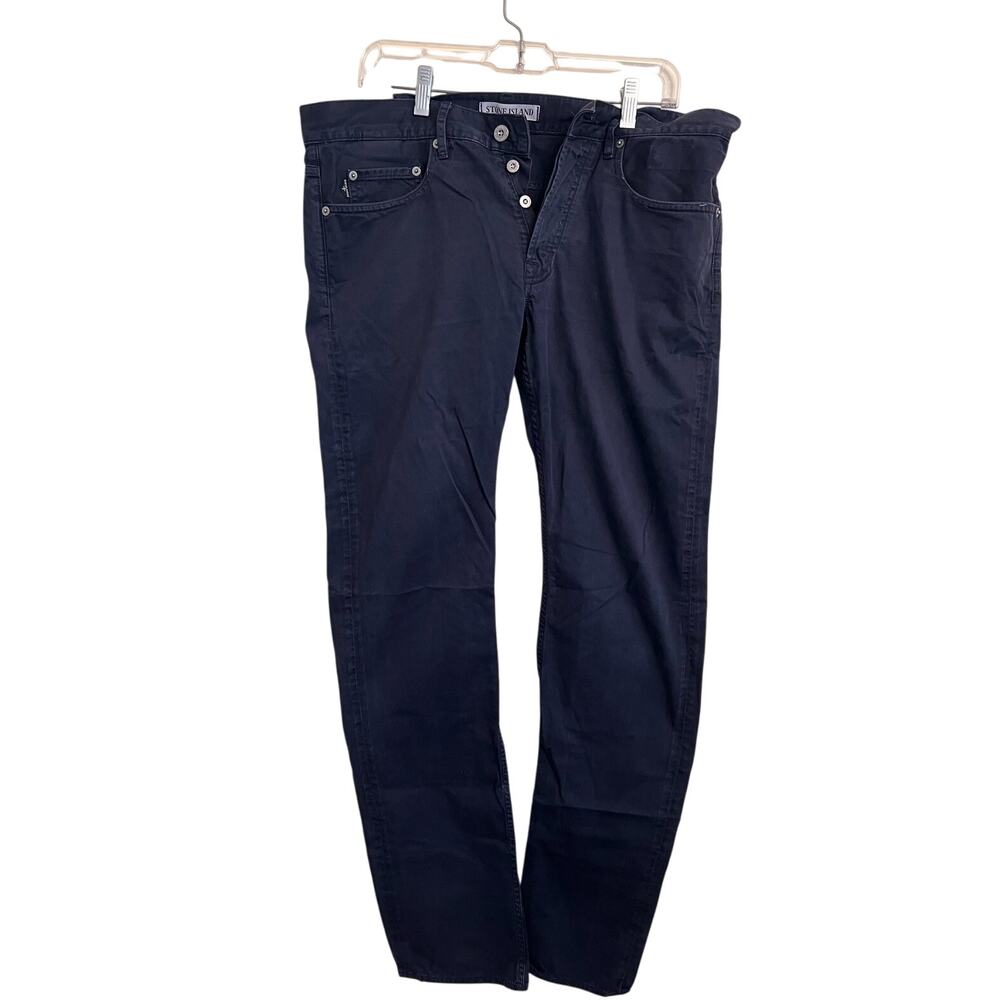 Stone Island Men's Navy Blue Cotton Pants - Size 34